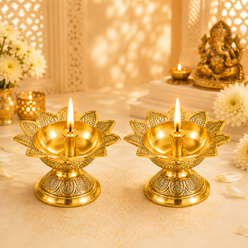 Pure Brass Devdas Akhand Jyoti Diya | Premium Handcrafted Oil Lamp for Puja, Temple, Office, and Home Décor | Traditional Deepam for Festival, Diwali, and Gifting