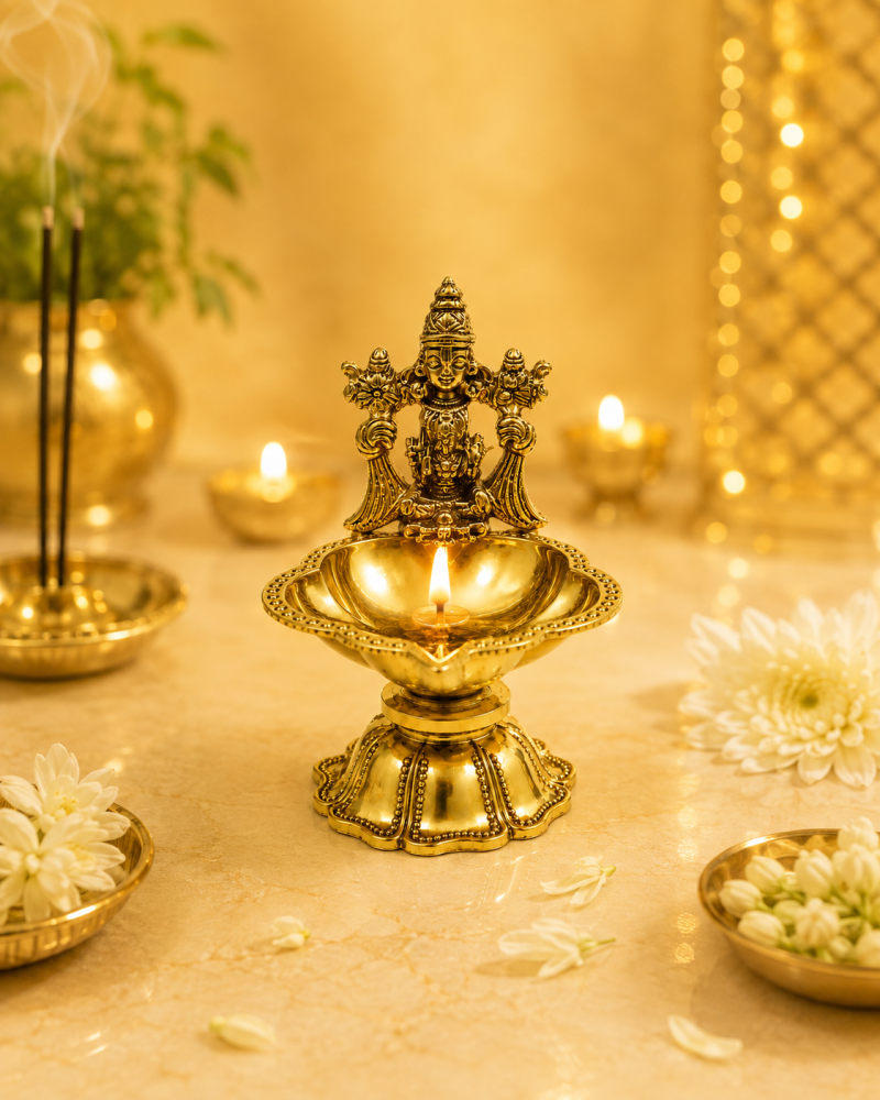 DIVEEK Tirupati Bala ji Laxmi Diya | Premium Handcrafted Oil Lamp for Puja, Temple, Office, and Home Décor | Traditional Deepam for Festival, Diwali, and Gifting | Set of 1