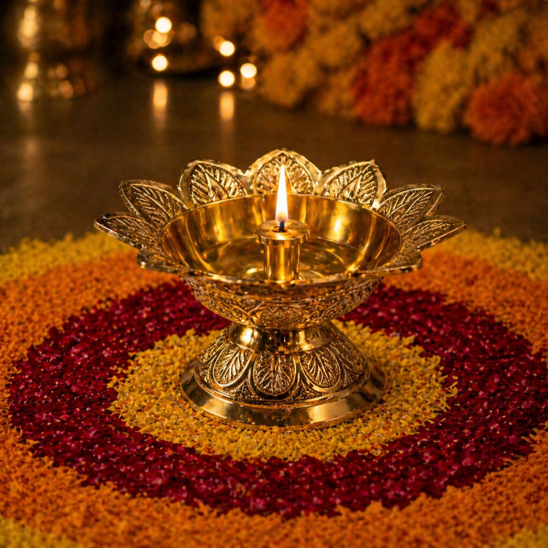 DIVEEK Pure Brass Devdas Akhand Jyoti Diya | Premium Handcrafted Oil Lamp for Puja, Temple, Office, and Home Décor | Traditional Deepam for Festival, Diwali, and Gifting | Set of 1
