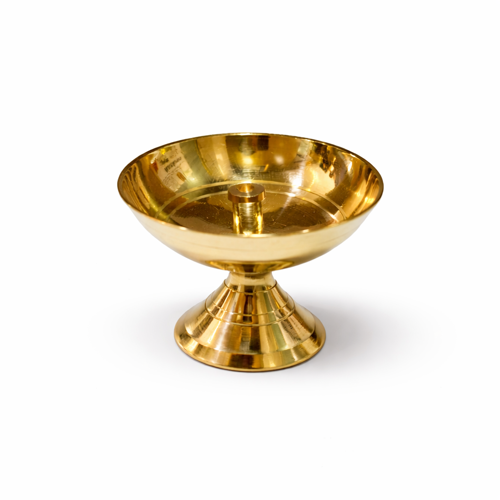 DIVEEK Pure Brass Pyali Akhand Jyoti Diya | Premium Handcrafted Oil Lamp for Puja, Temple, Office, and Home Décor | Traditional Deepam for Festival, Diwali, and Gifting | Set of 1