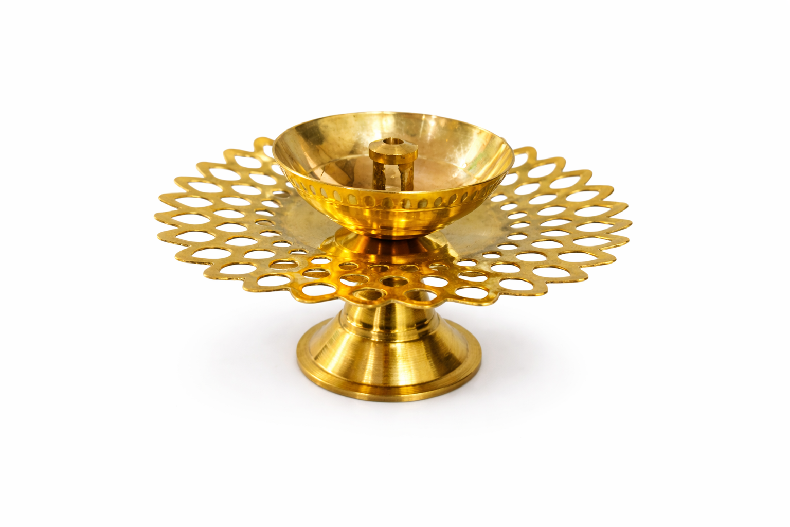 DIVEEK Pure Brass Pyali Akhand Jyoti Diya with Jali | Premium Handcrafted Oil Lamp for Puja, Temple, Office, and Home Décor | Traditional Deepam for Festival, Diwali, and Gifting | Set of 1